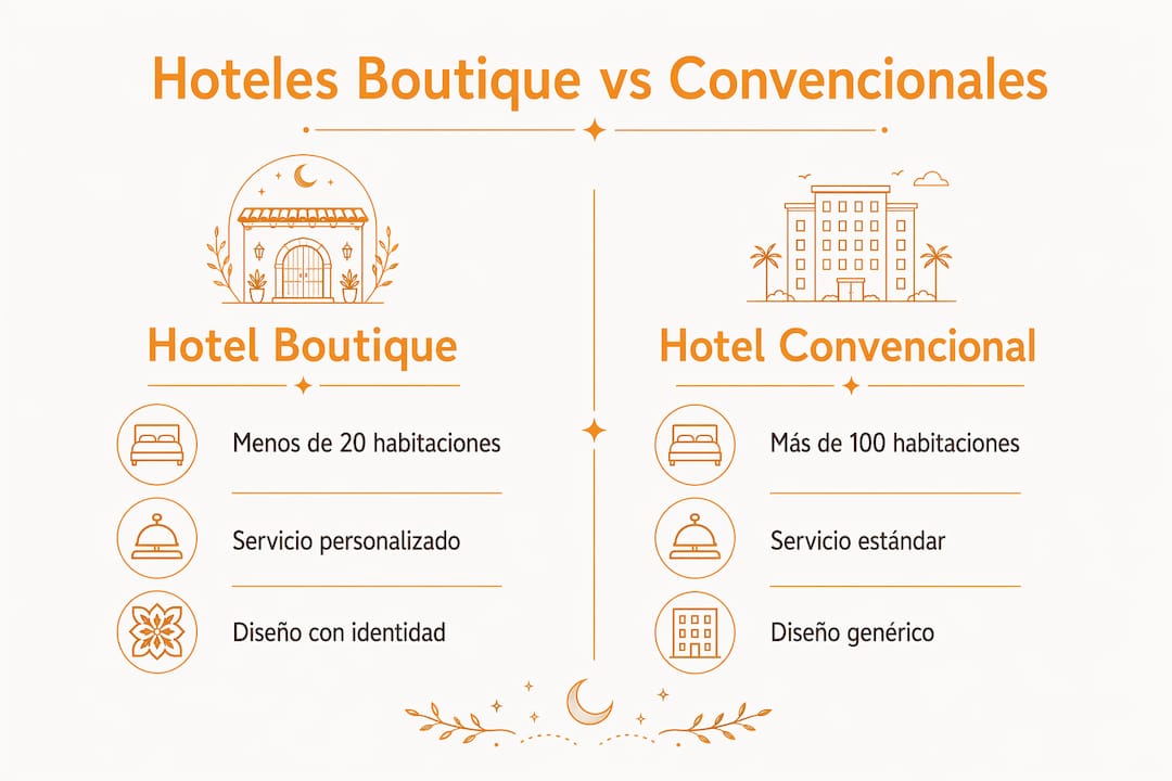 Infografía: diferencias entre hoteles boutique y hoteles tradicionales