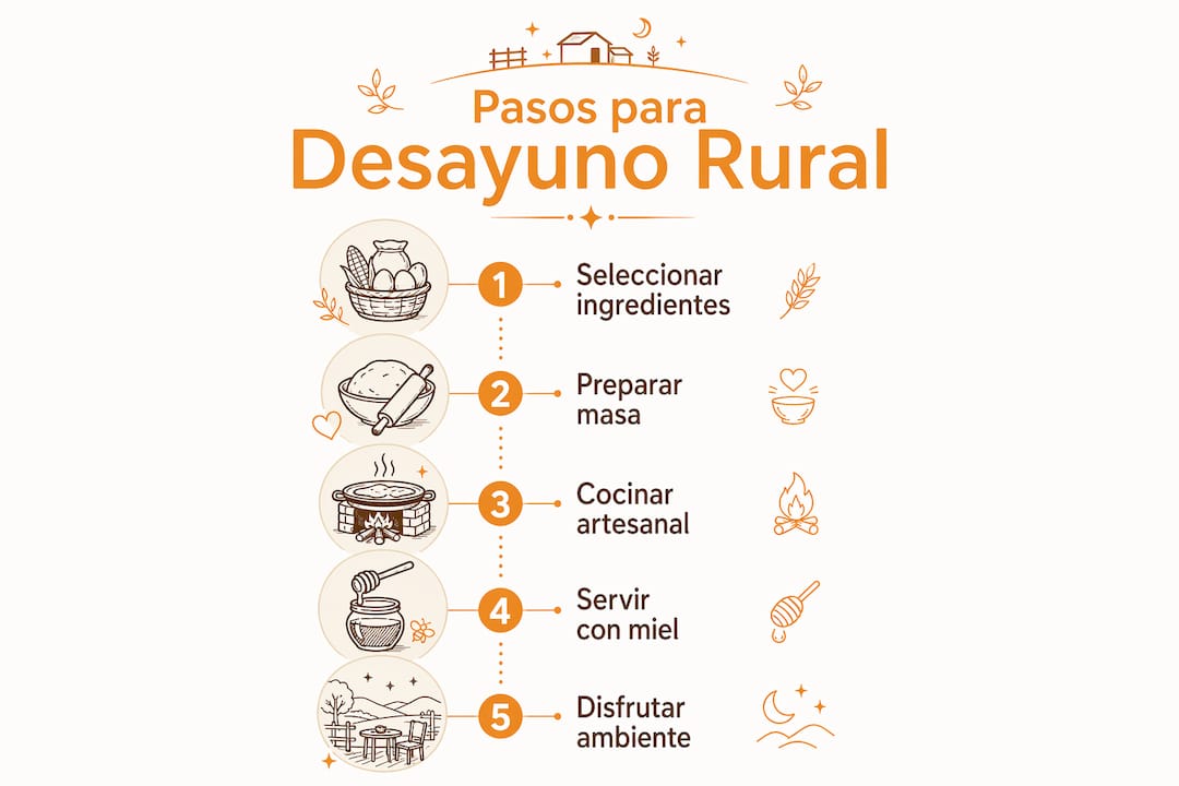Infografía: guía paso a paso para preparar un desayuno típico del campo