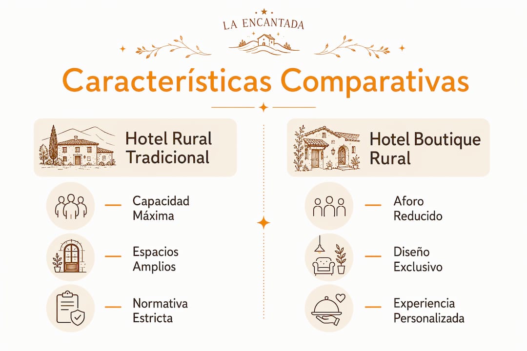 Infografía: diferencias clave entre un hotel rural de toda la vida y un hotel boutique