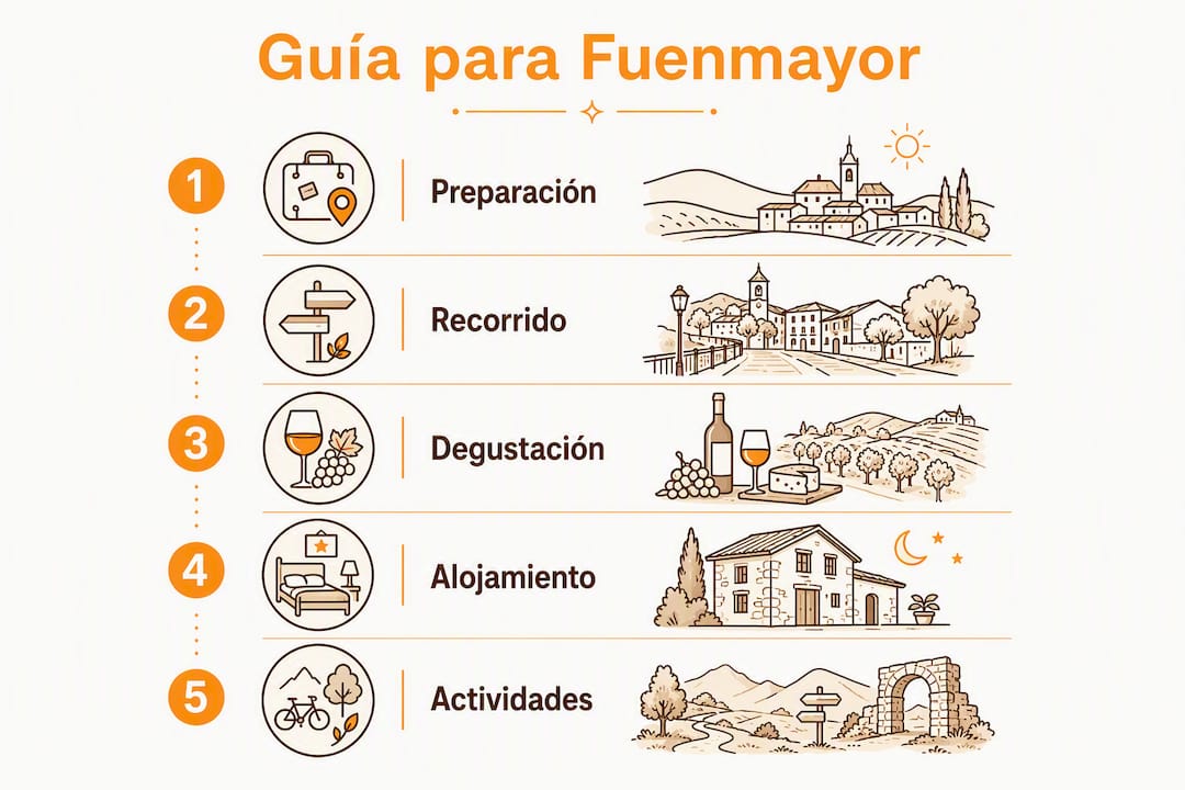 Infografía con una guía paso a paso para disfrutar de tu visita a Fuenmayor