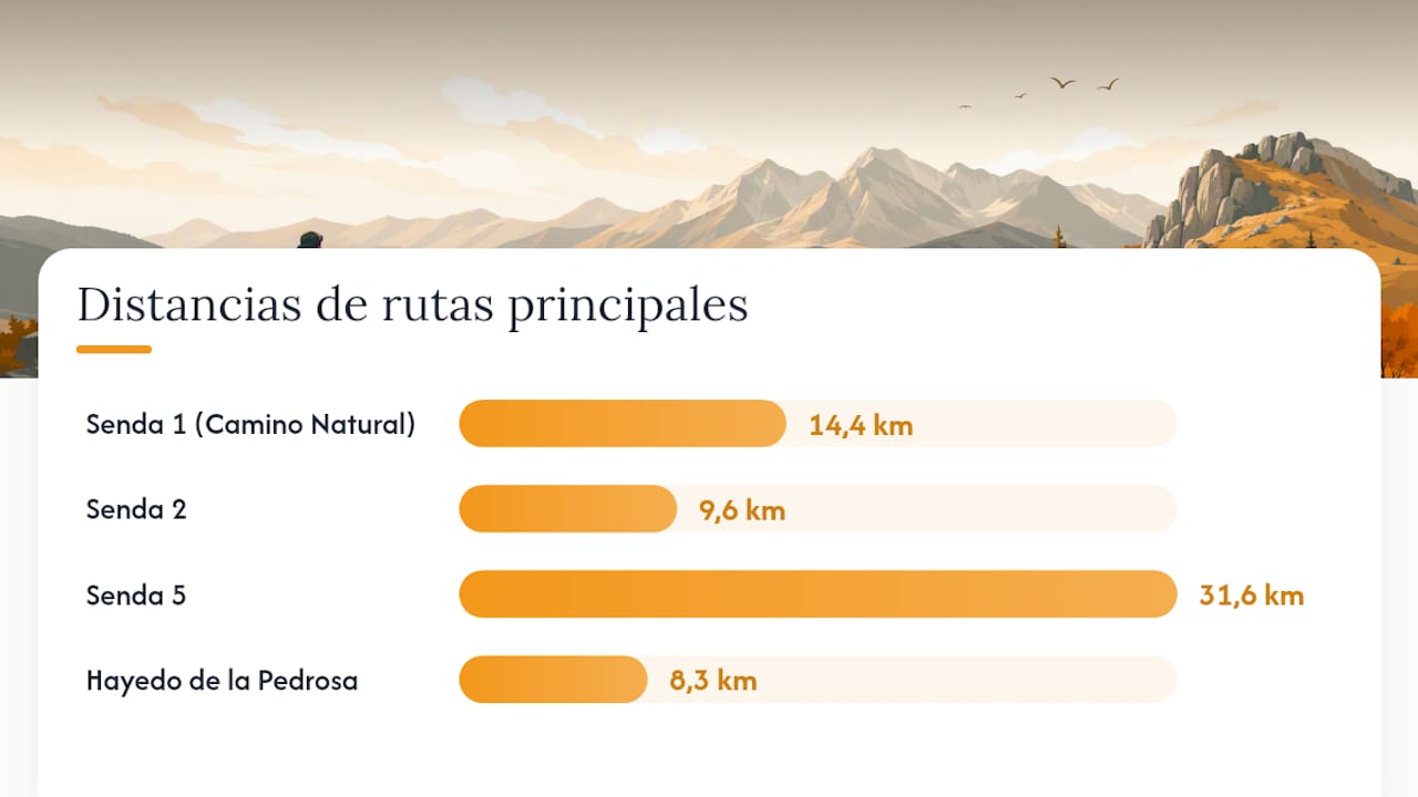 Resumen visual de las rutas de senderismo más populares en Riaza