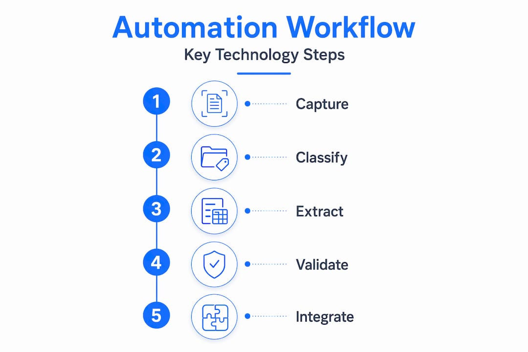 Infographic for automation workflow technology steps