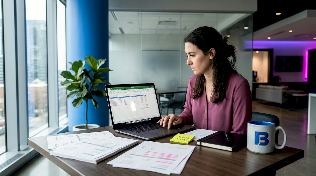 Administrator reducing invoice data entry errors