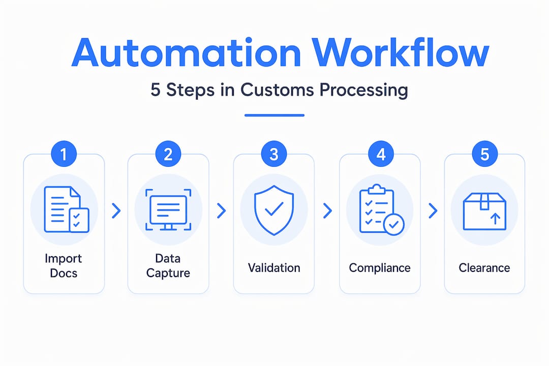 Infographic outlining automation steps in customs clearance