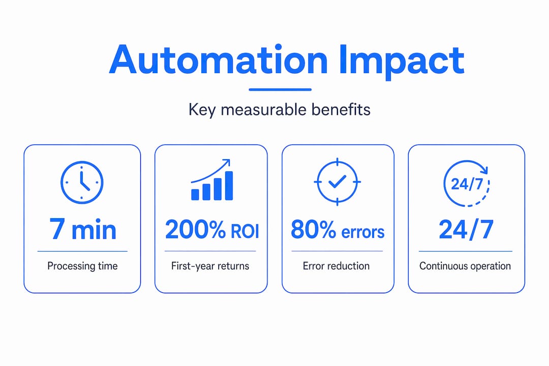 Infographic showing core automation benefits and statistics