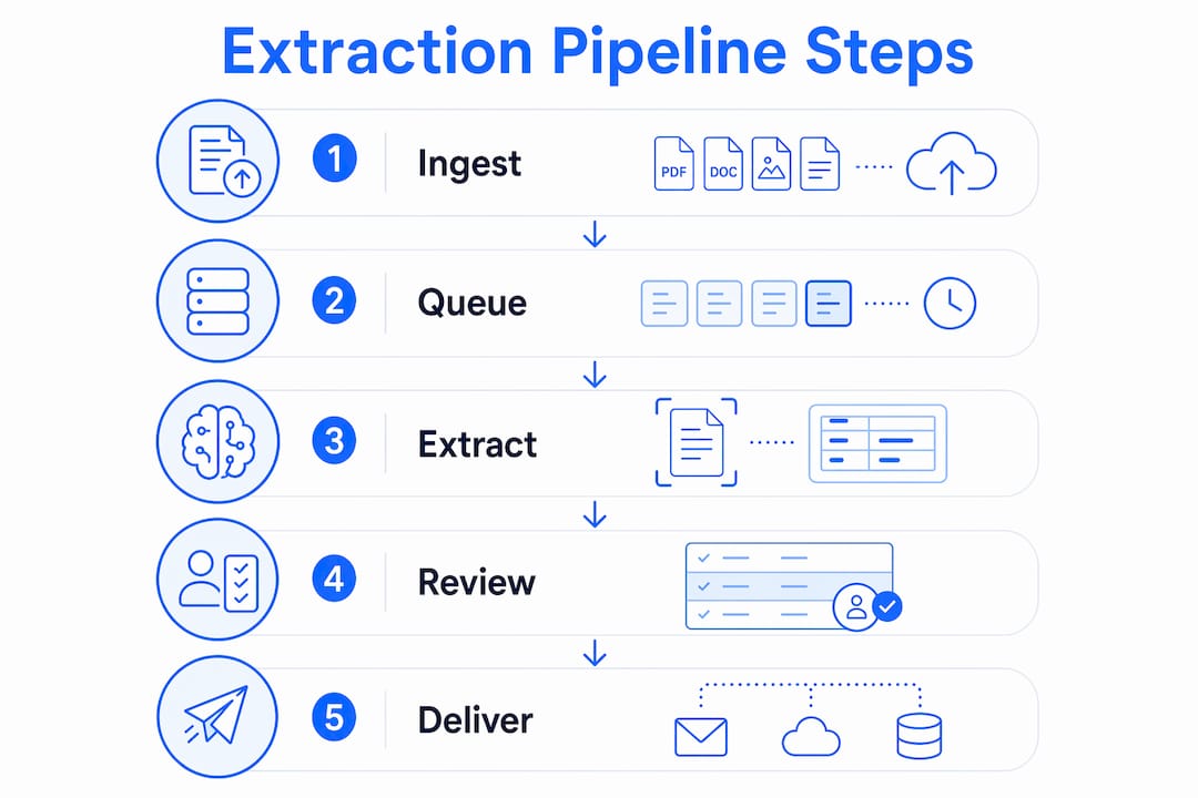Infographic showing real-time extraction pipeline steps