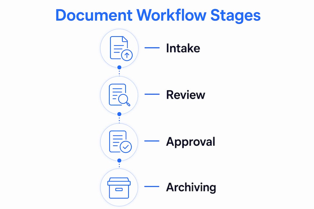Infographic illustrating four stages of document workflow
