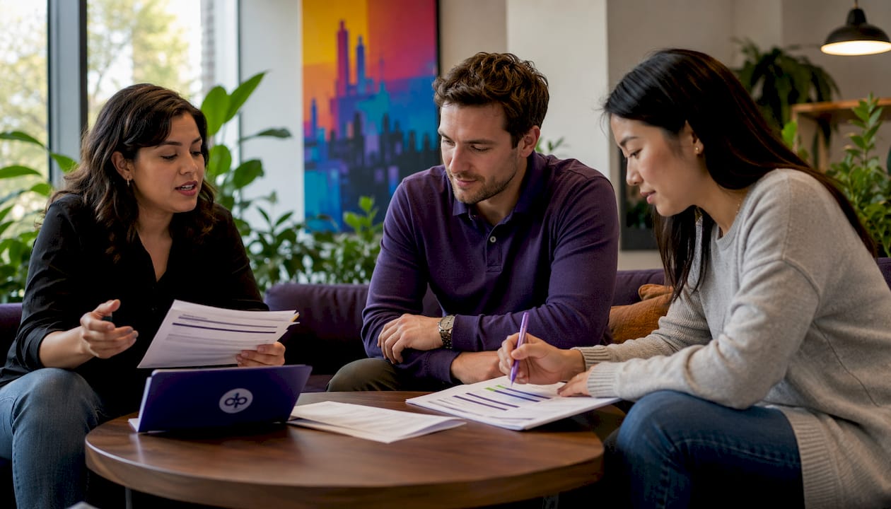 Diverse employees collaborating in security training session