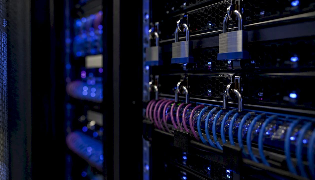 Secured server rack and cables