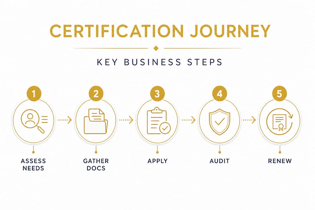 Infographic showing five-step business certification process