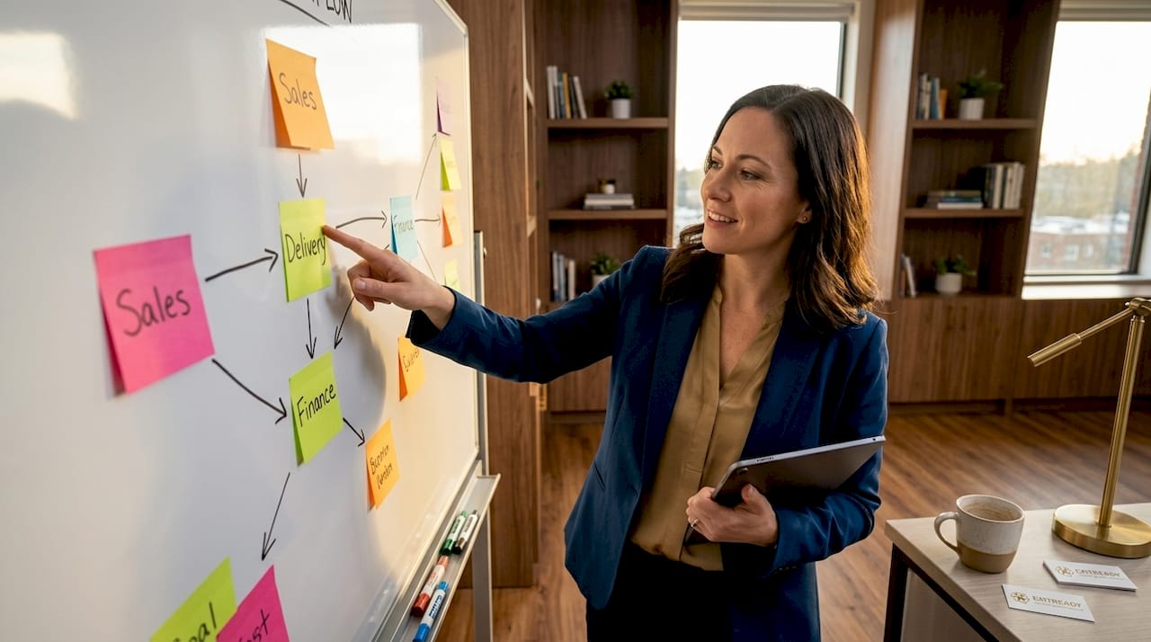 Manager tracing layered workflow connections on board