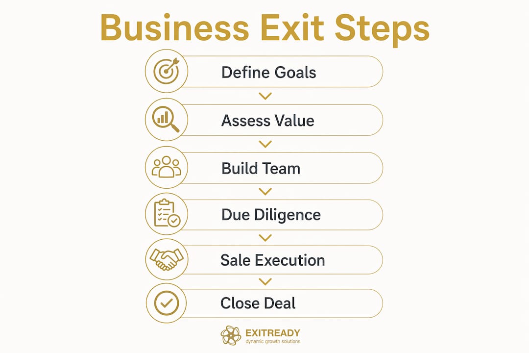 Infographic showing key steps in business exit planning