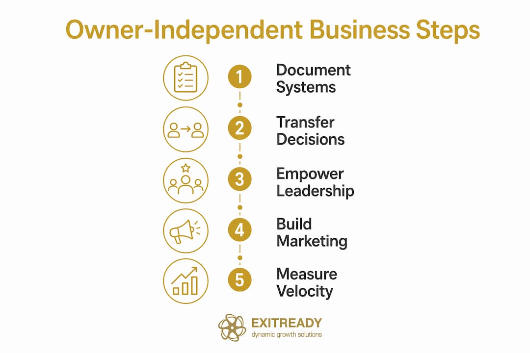 Infographic outlining owner-independent business steps
