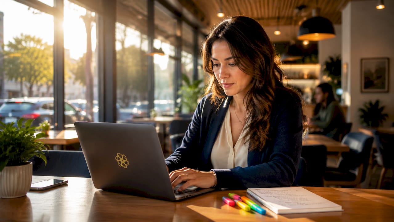 Operations manager documenting SOPs at coworking space