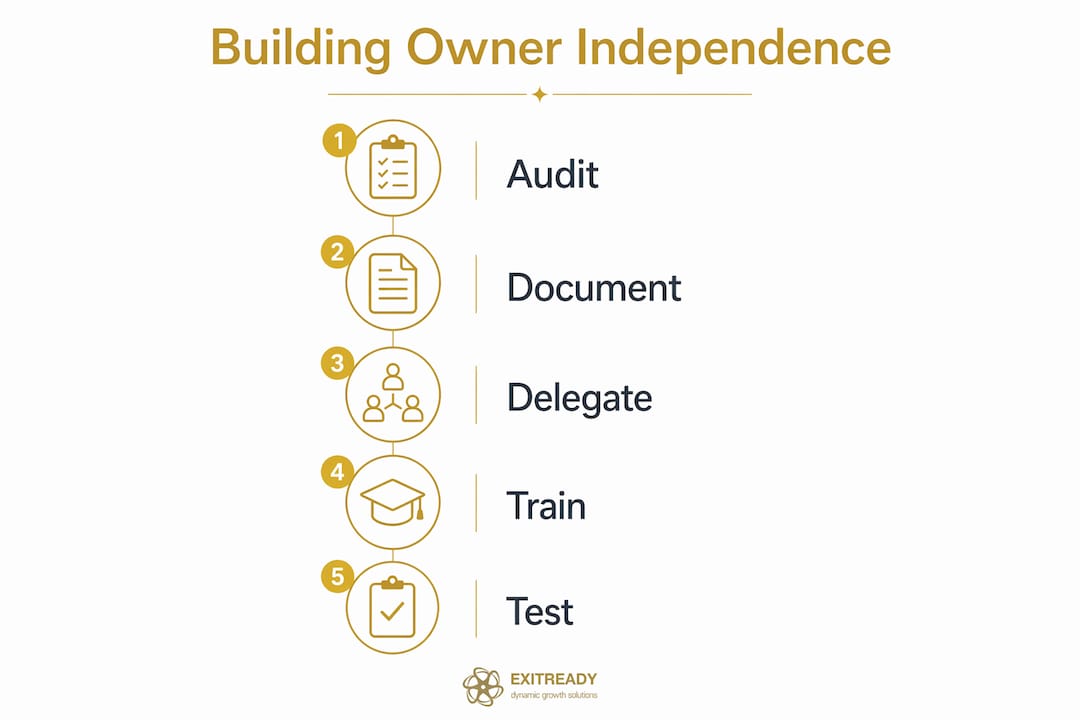 Infographic illustrating steps to owner independence