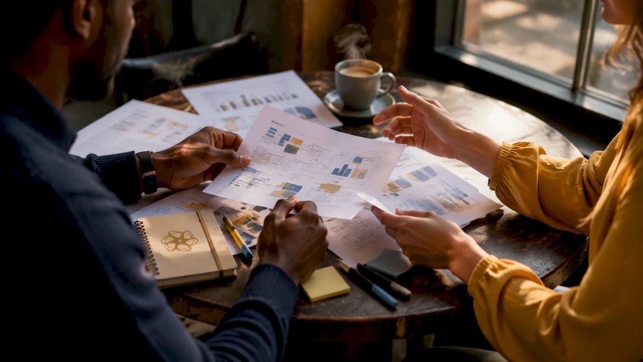 Hands sorting operational debt documents