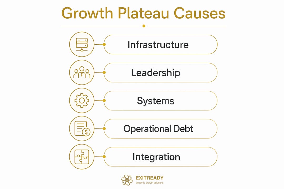 Infographic showing causes of mid-market growth plateau