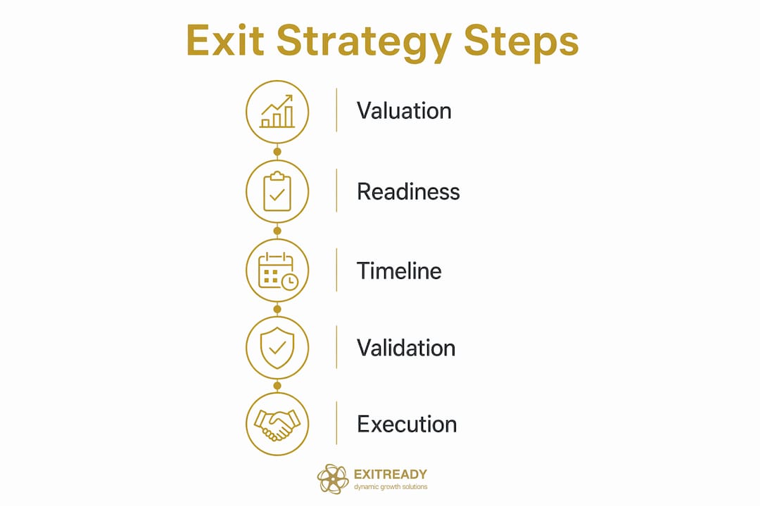 Infographic showing steps to choose exit strategy