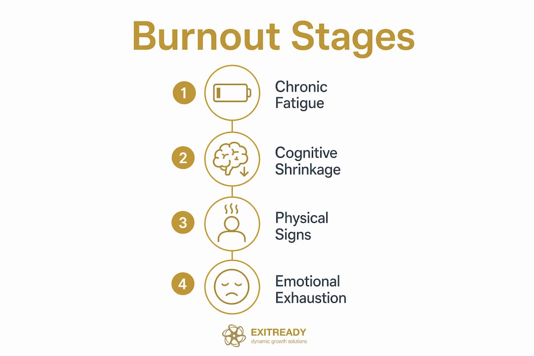 Infographic illustrating stages of business owner burnout