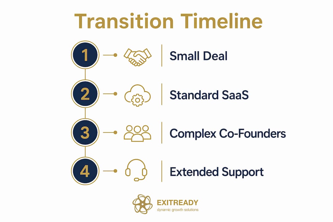 Infographic showing post-exit transition timeline steps