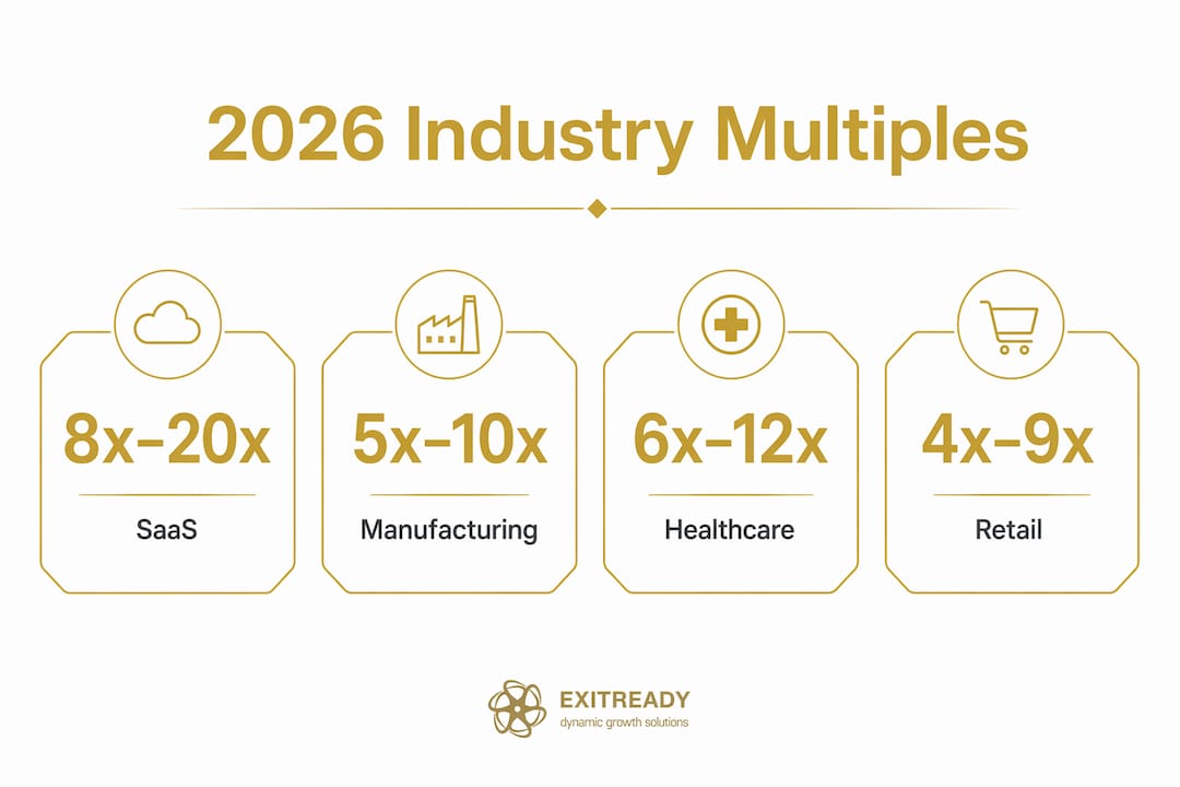 Infographic of 2026 EBITDA multiples by industry