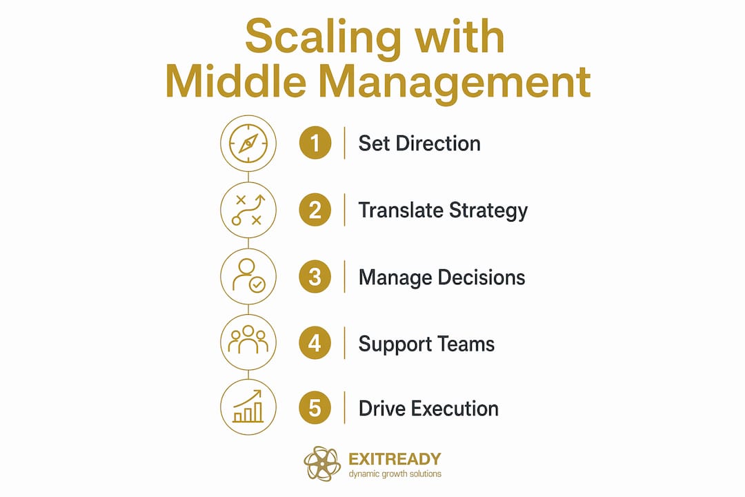 Infographic illustrating middle management role in scaling