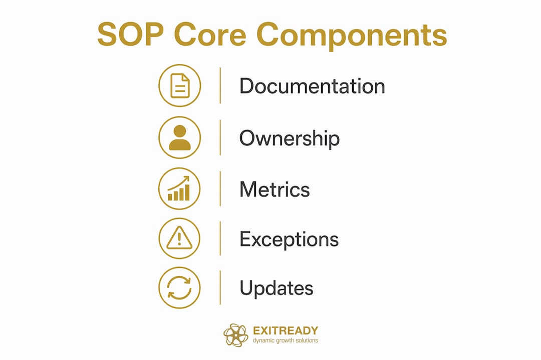 Infographic showing core SOP components in vertical flow