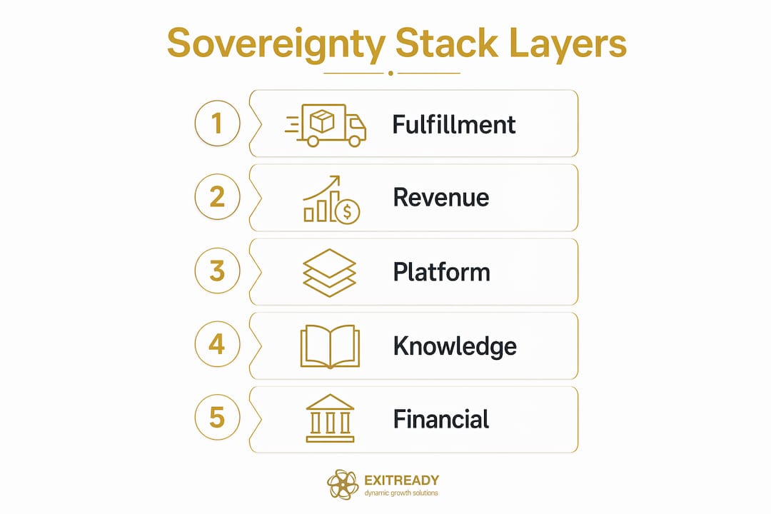 Infographic showing five sovereignty stack layers