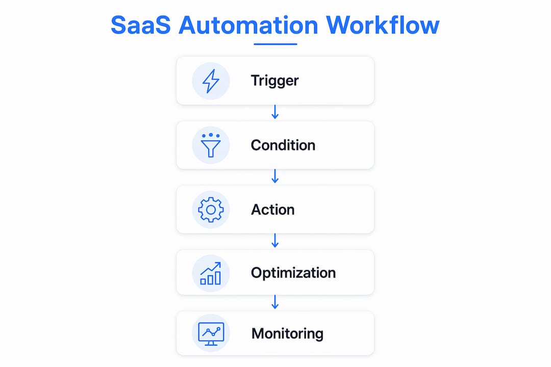Infographic illustrating SaaS automation workflow steps
