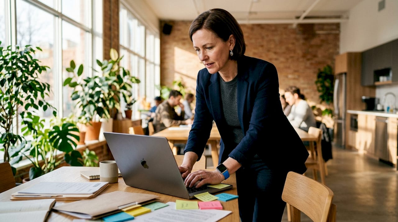 Professional woman working with invoicing software integration