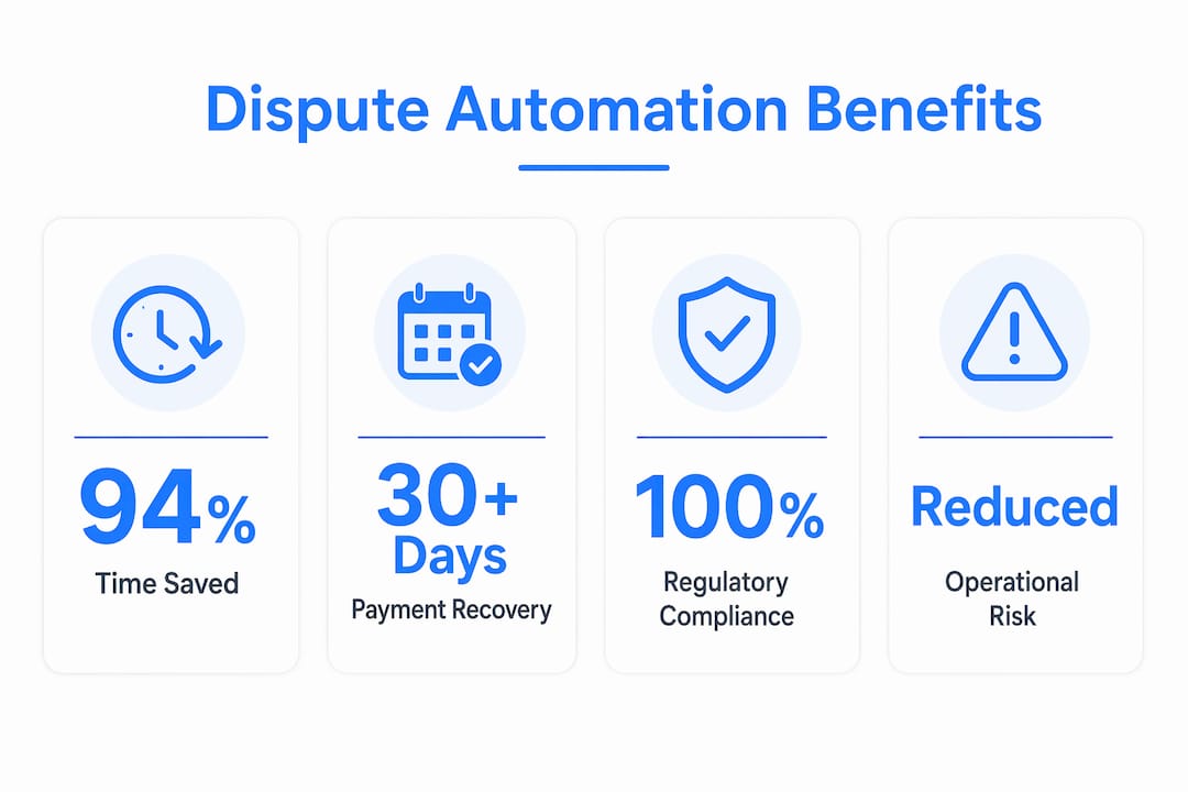 Infographic showing key benefits of dispute automation