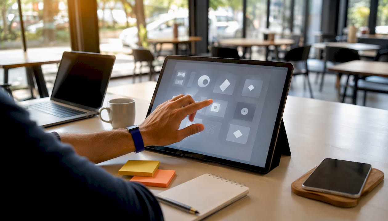 User interacting with AI brand tool screen