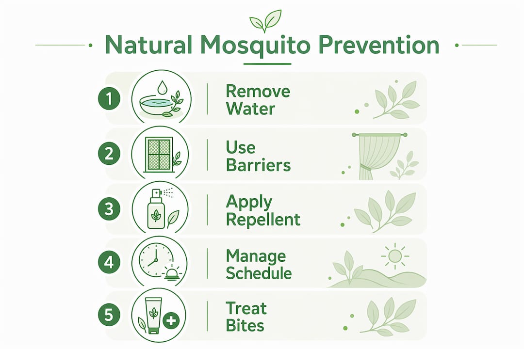 Infographic outlining natural mosquito prevention steps