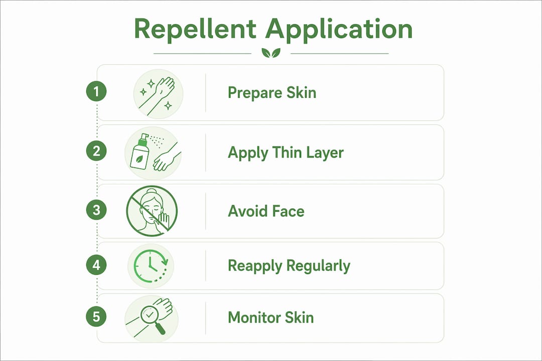 Infographic showing natural repellent application steps