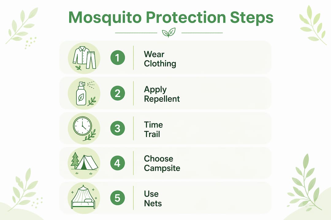 Infographic illustrating five steps of mosquito protection