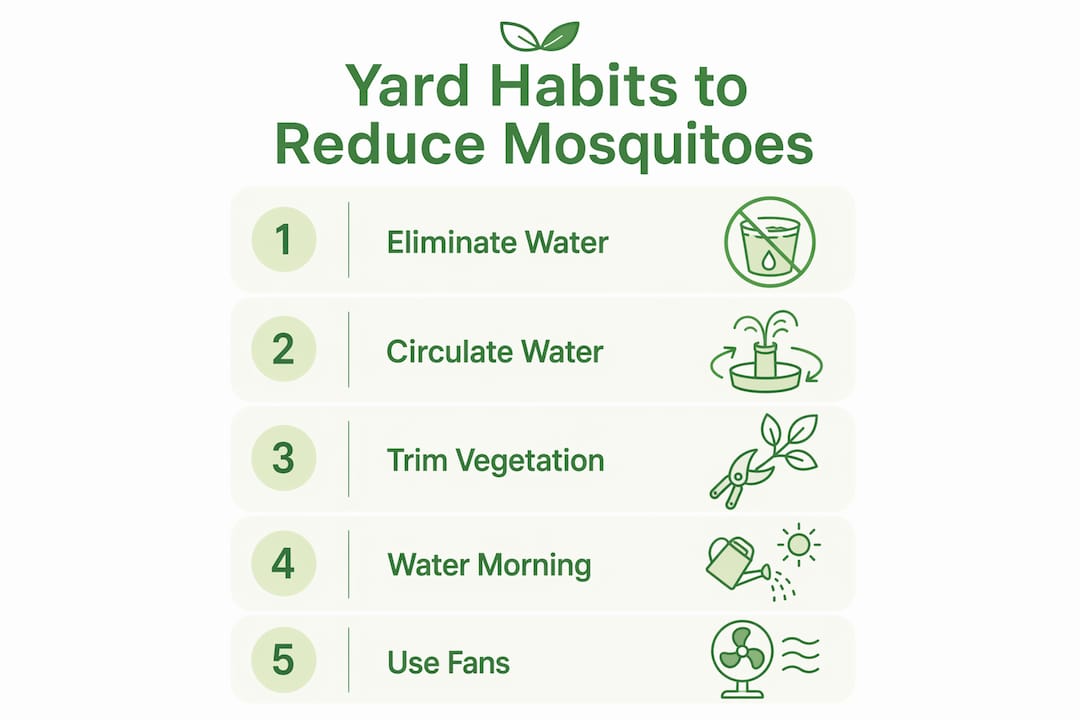 Infographic of mosquito-reducing yard habits