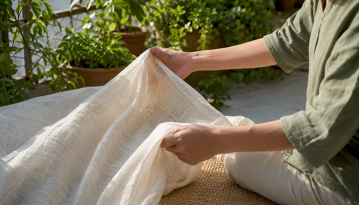 Close-up breathable light cotton fabric