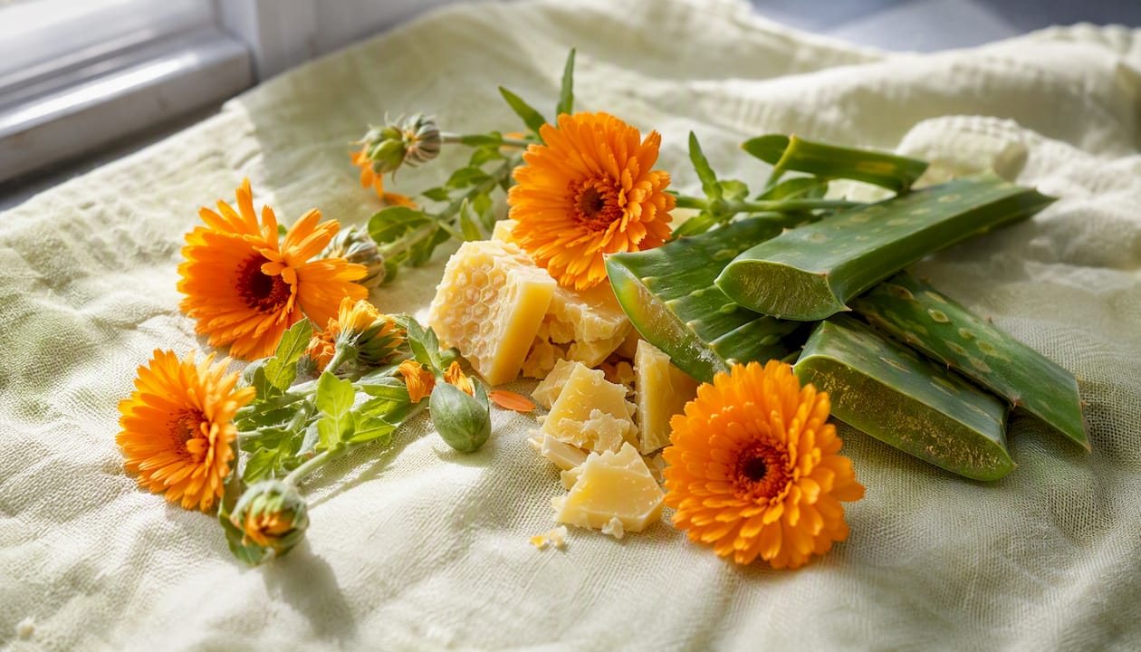 Natural anti-inflammatory botanicals on wood