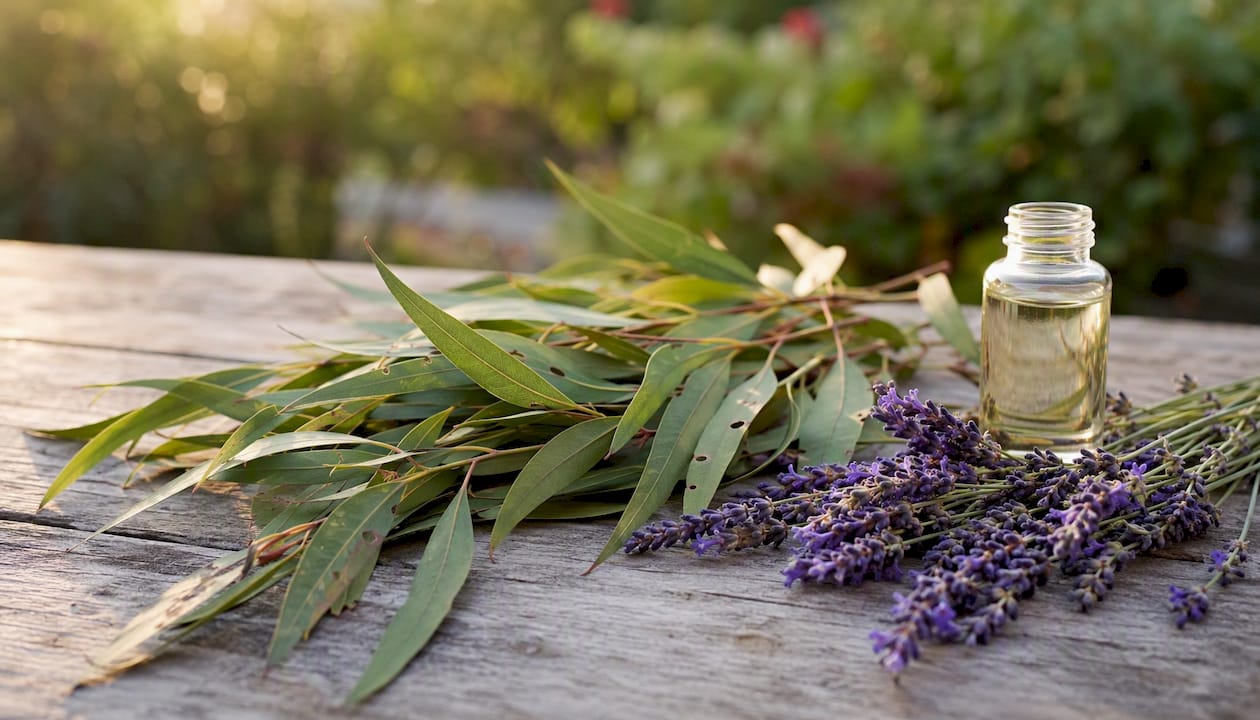 Lemon eucalyptus and lavender with essential oil