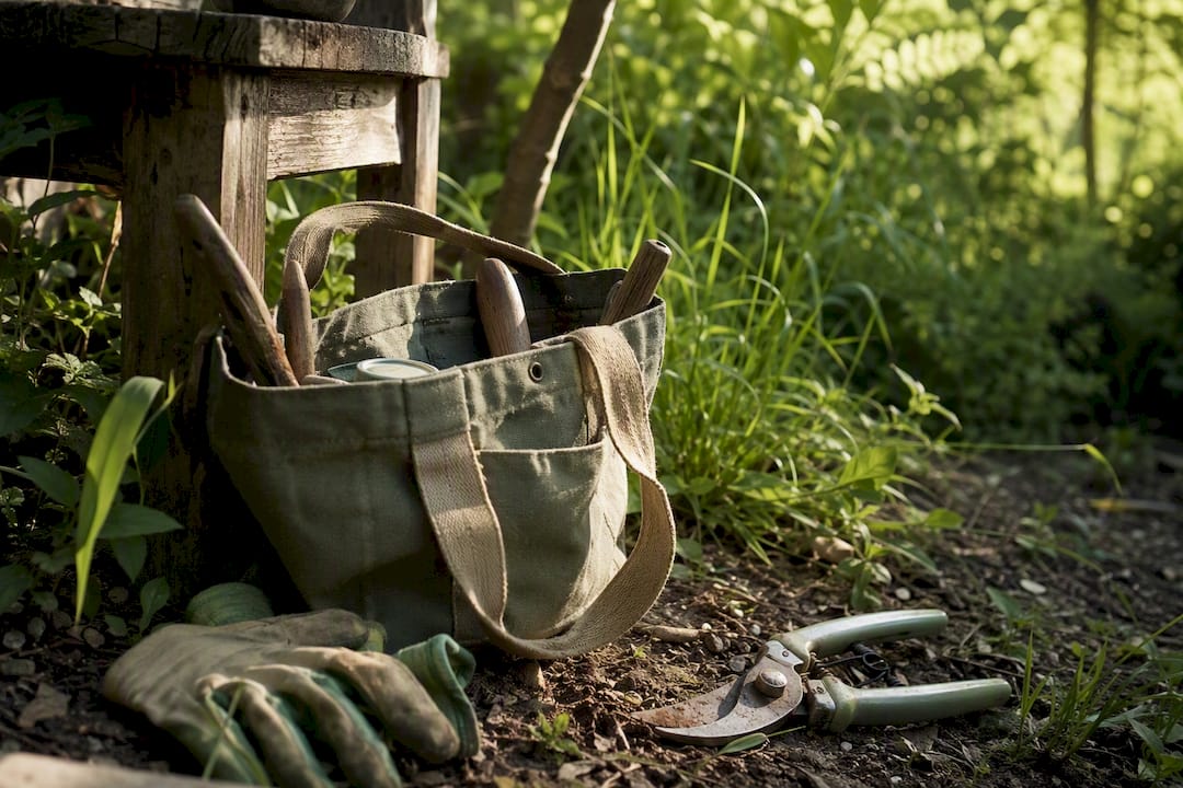 Gardeners tool bag with balm in shade
