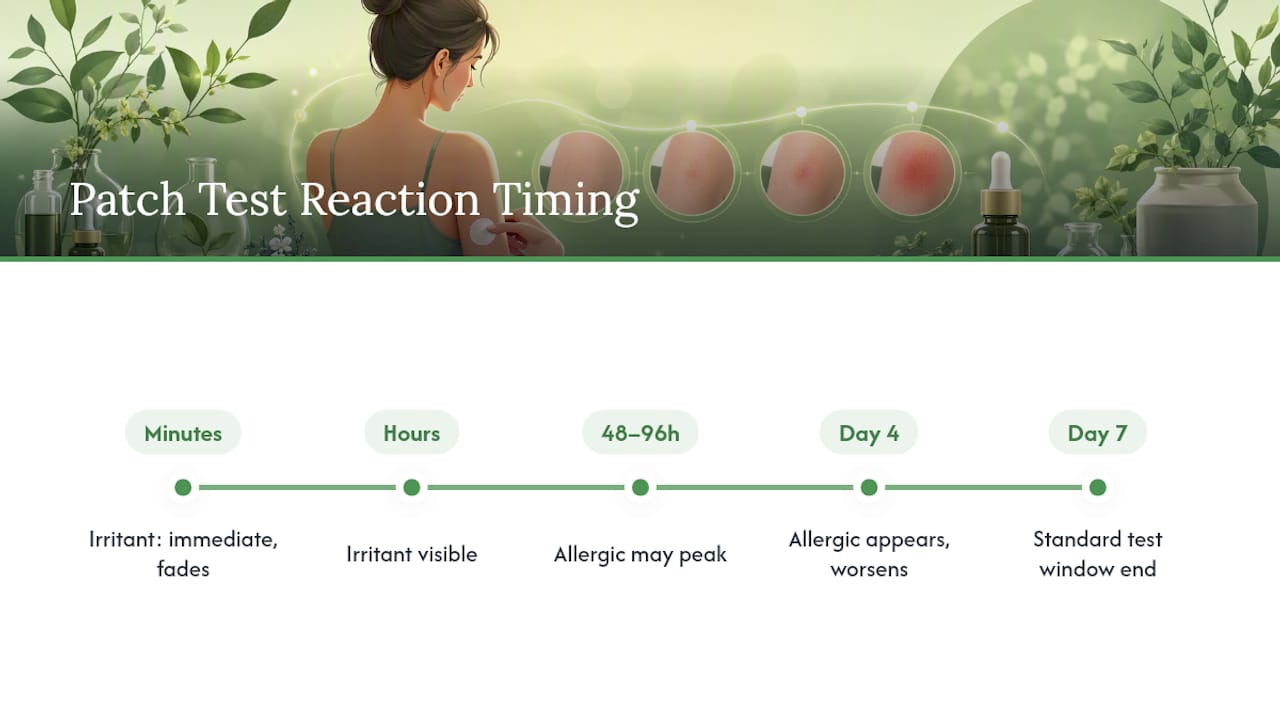 Timeline comparing irritation and allergic reactions