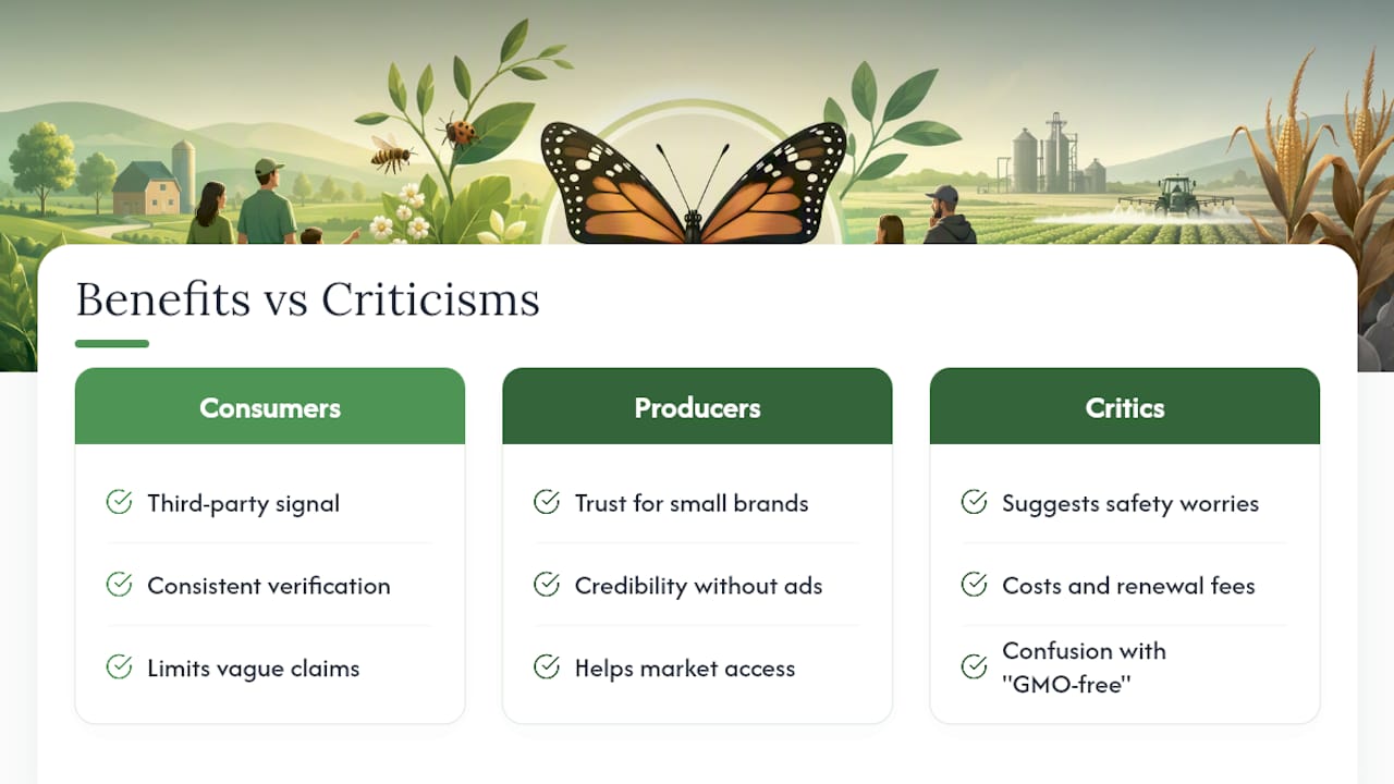 What Consumers and Producers Gain, and Where Critics Push Back — overview diagram
