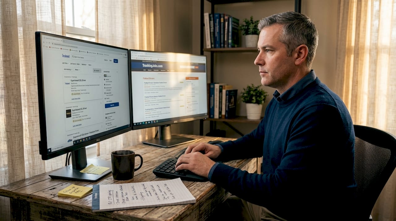 Supervisor reviewing job boards for drivers