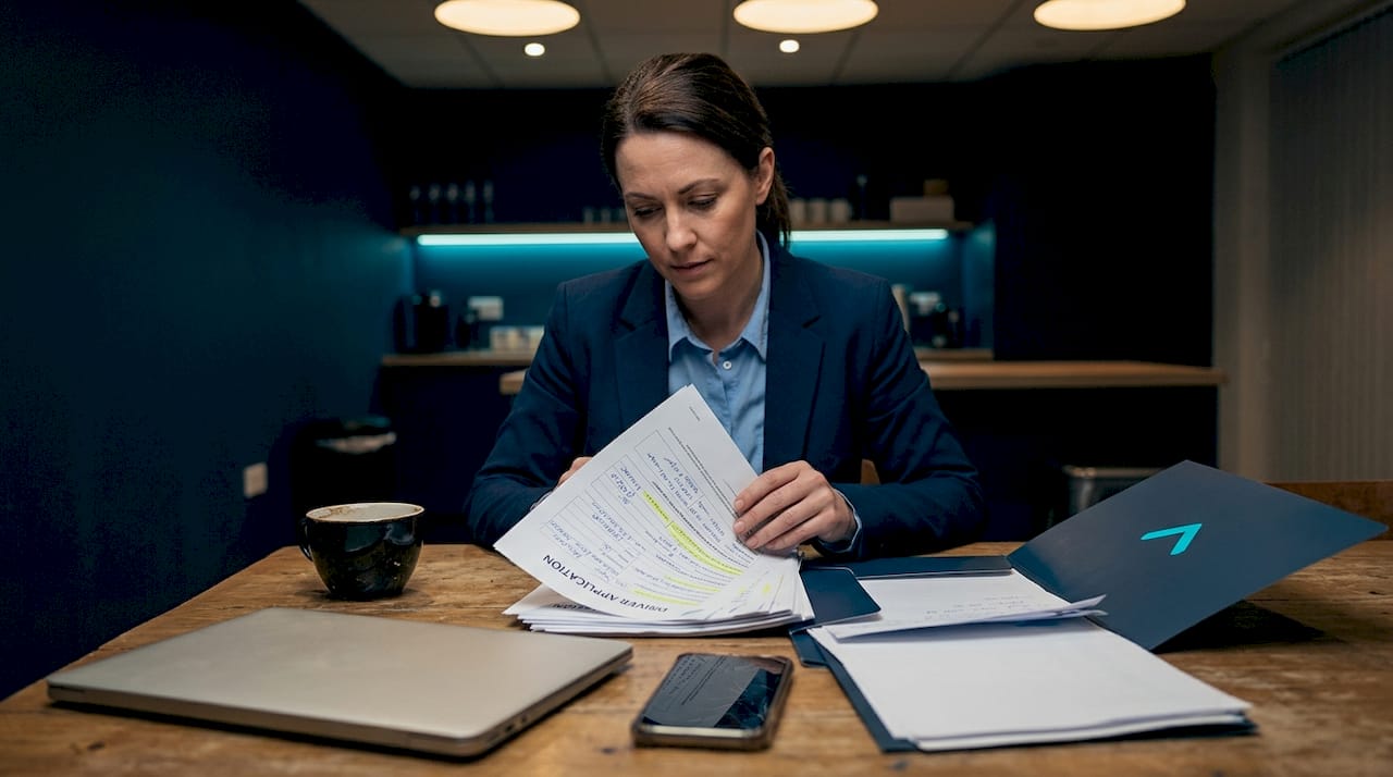 Woman reviewing CDL-A driver job applications