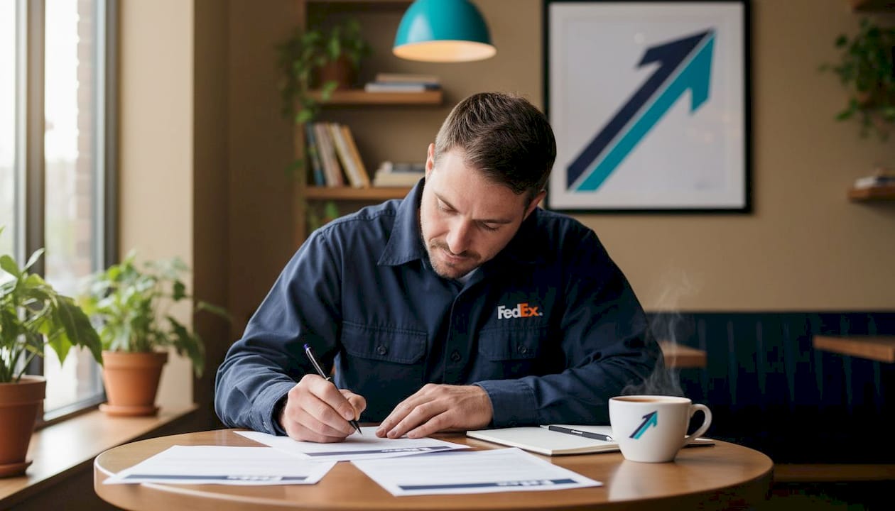 CDL driver completing training paperwork in conference room