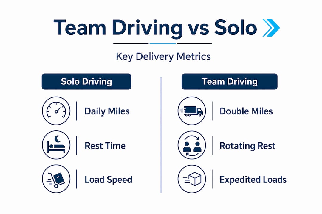 Infographic showing solo and team driving comparison