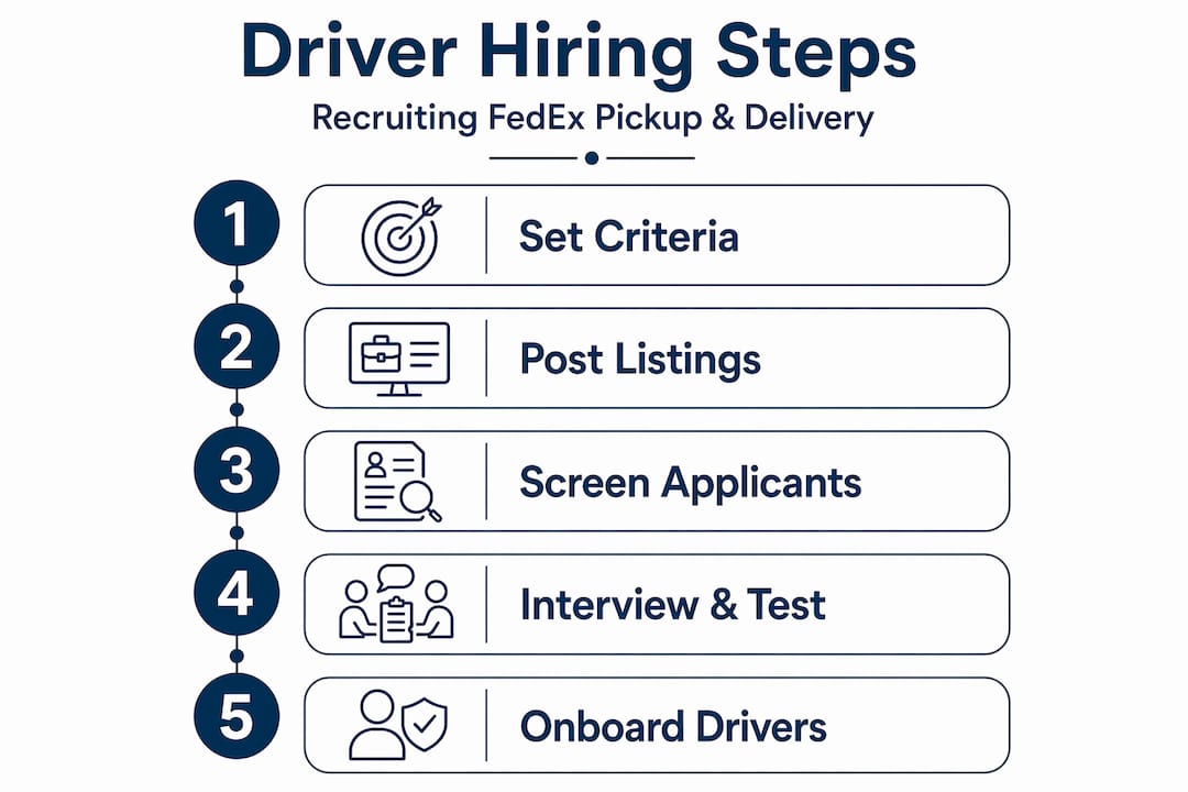 Infographic step-by-step FedEx driver hiring process