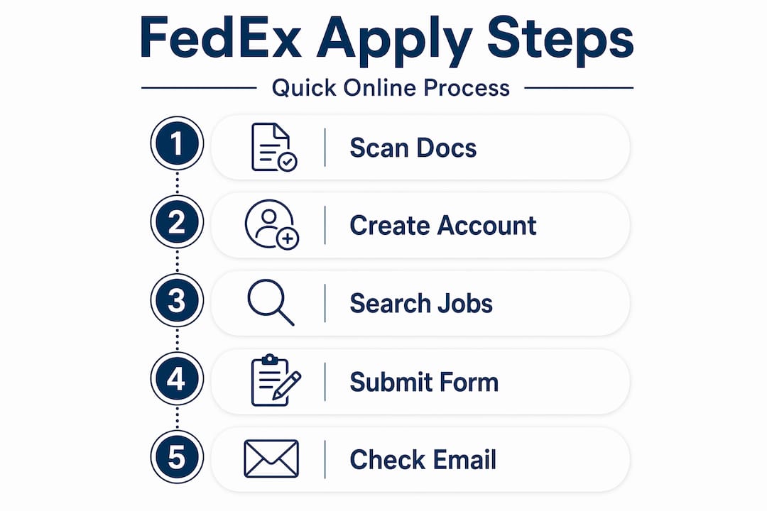 Infographic showing FedEx application steps