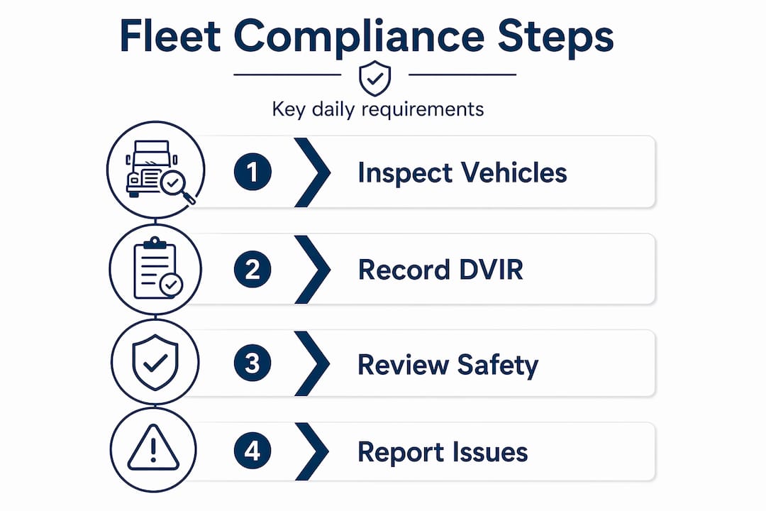 Infographic outlining fleet compliance daily steps