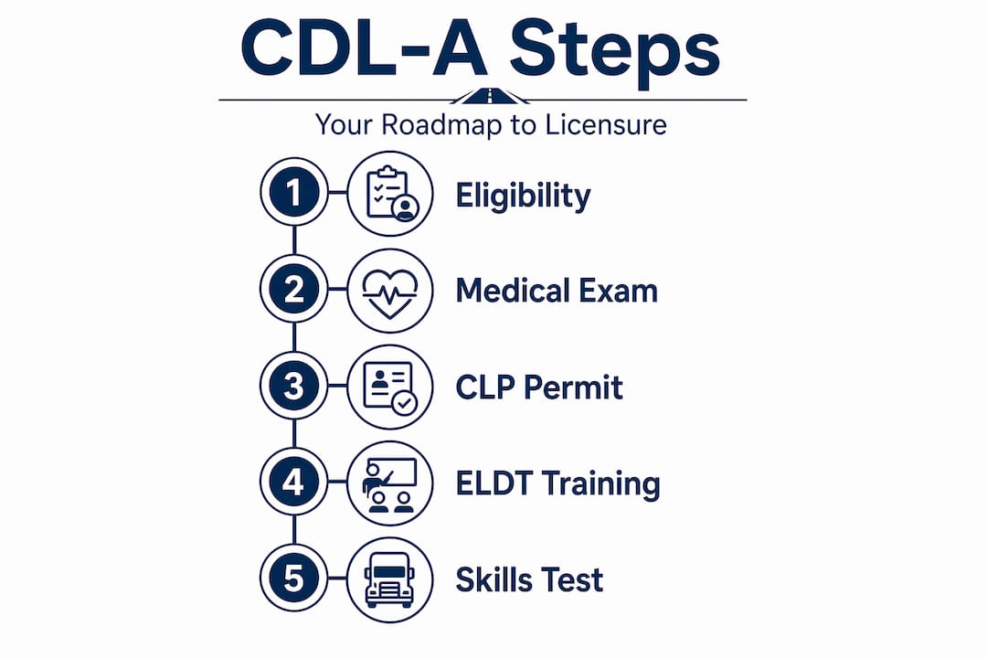 Infographic showing CDL-A step-by-step process